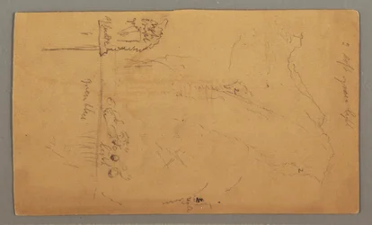 Rysunek, Góry wznoszące się nad jeziorem, prawdopodobnie lipiec 1868 r.