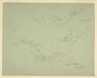 Rysunek, góry w pobliżu Abtenau, Salzkammergut, 5 sierpnia 1868 r.