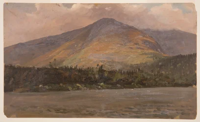 Rysunek przedstawiający górę Katadhin, Pomolę i Wielką Kotlinę z Sandy Bottom Pond, ok. 1877 r.