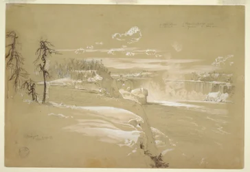 Rysunek, wodospad Niagara zimą, 21 marca 1856 r.
