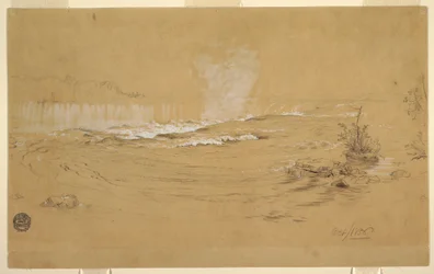 Rysunek, Niagara: Kanadyjski wodospad i Kozia Wyspa, październik 1856 r.