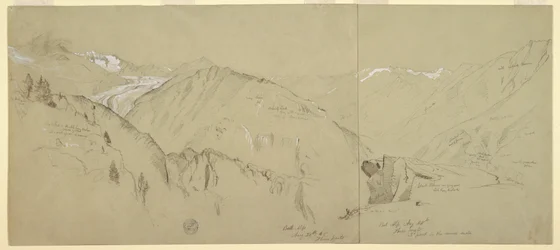 Rysunek, widok panoramiczny z Bel Arp, 1868 r.