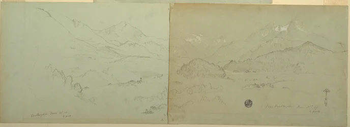 Rysunek, widok panoramiczny Unter-Schönau, 1868 r.