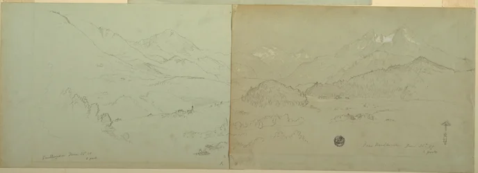 Rysunek, widok panoramiczny Unter-Schönau, 1868 r.