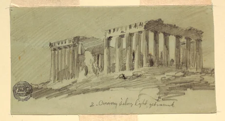 Rysunek, Partenon, Ateny od południowego wschodu, kwiecień 1869 r.