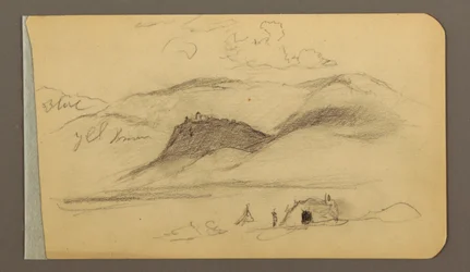 Rysunek, równina, wzgórze, miasto; Verso: pasmo górskie, 1889 r.