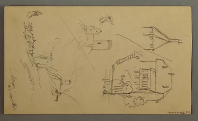 Rysunek, studia roślin, notatki o roślinach, wodospad, 1868