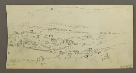 Rysunek, basen i budynki, prawdopodobnie 1868 r.