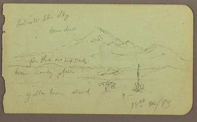 Rysunek, Popocatapel; Verso: Fryz na hotelu Texcoco, 18 grudnia 1883 r.
