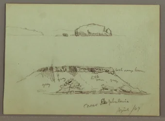 Rysunek, Skały przed linią brzegową, Skaliste klify przy linii brzegowej, kwiecień 1869 r.