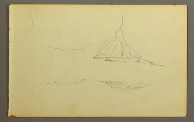 Rysunek, żaglówka widziana z lewej burty, 1845 r.