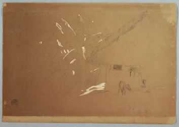 Rysunek, siedząca kobieta i pasący się osioł przed domem w pobliżu Jorje, Ekwador, 23 czerwca 1857 r.