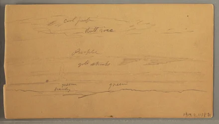 Rysunek, Ostre szczyty górskie, zachmurzone niebo, czerwiec 1874 r.