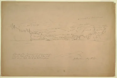 Rysunek, brzeg jeziora i podnóże góry Katahdin, 29 sierpnia 1856 r.