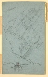Rysunek, brzeg jeziora Konigssee, B, lipiec 1868 r.