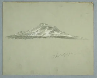 Rysunek, ośnieżony szczyt góry Chimborazo, Ekwador, lipiec 1857 r.