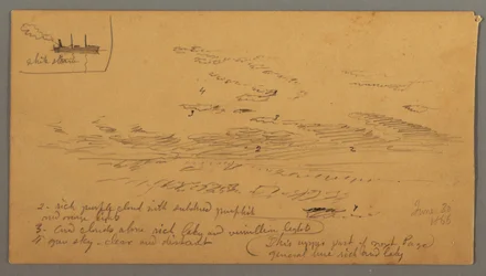 Rysunek, Parowiec, studium nieba, 30 czerwca 1866 r.