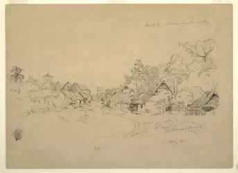 Rysunek, ulica w Mompos, Kolumbia, maj 1853 r.