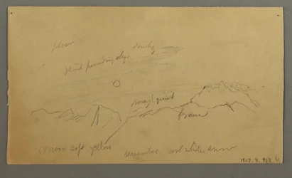 Rysunek, Szczyt z dużymi chmurami, prawdopodobnie 1868 r.