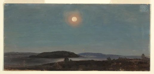 Rysunek, Słońce lub księżyc wschodzące nad Porcupine Islands, Bar Harbor, ok. 1860 r.