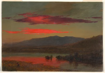 Rysunek, zachód słońca, Hudson, Nowy Jork, 25 grudnia 1873 r.