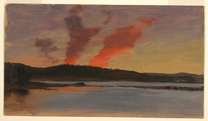 Rysunek, zachód słońca w pobliżu Bar Harbor, Maine, ok. 1862 r.