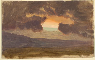 Rysunek, Zachód słońca nad nagimi wzgórzami, 1870-80