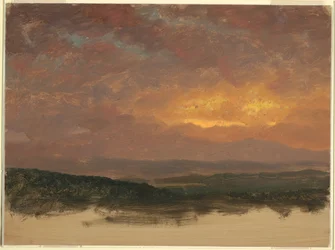 Rysunek, Zachód słońca nad Catskills, 1870-80