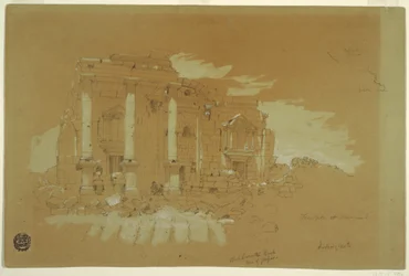 Rysunek, świątynia w Mismiyeh, Syria, 28 kwietnia 1868 r.