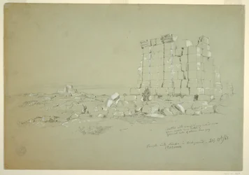Rysunek przedstawiający świątynię z Semua [obecnie as-Samu] w oddali, 17 lutego 1868 r.