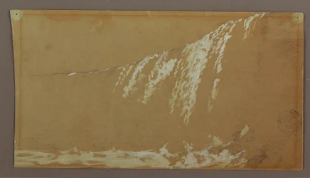 Rysunek przedstawiający wodospad kanadyjski i kozią wyspę na rzece Niagara, prawdopodobnie 1858 r.