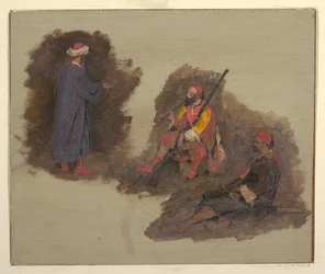 Rysunek, Trzech beduinów, 1868-69
