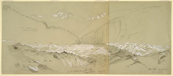 Rysunek, Górny lodowiec Aletsch z Wielkim Fusshornem, 1868 r.
