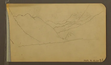 Rysunek, dolina; Verso: szczyt górski, 1889 r.