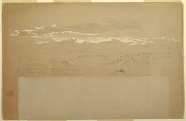 Rysunek, widok na pasmo górskie, Ekwador, 27 czerwca 1857 r.