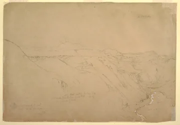 Rysunek, wulkan Puresé i Rio de Vinagre, Purese, Kolumbia, sierpień 1853 r.
