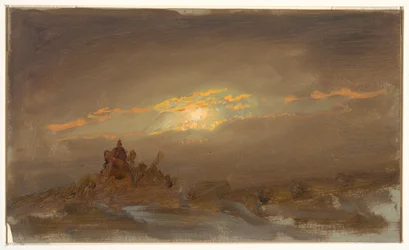 Rysunek, Pejzaż zimowy w świetle księżyca, ok. 1870 r.