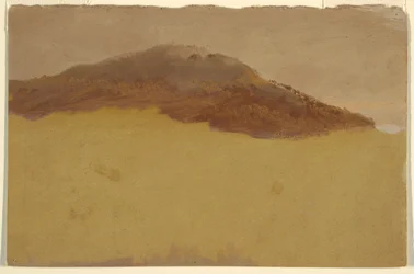 Rysunek, zalesione wzgórze, 1870-80