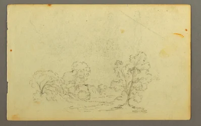 Rysunek, zalesiony krajobraz, prawdopodobnie 1845 r.