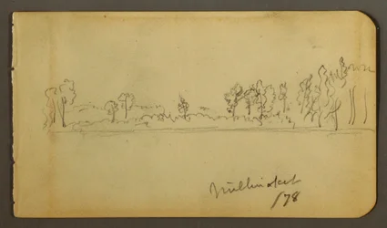 Rysunek, zalesiony brzeg, 1878 r.
