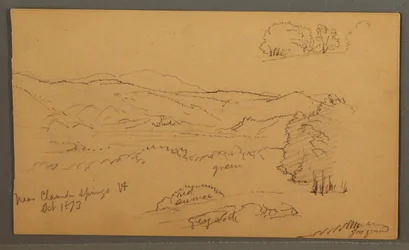 Rysunek, zalesiona dolina, październik 1873 r.