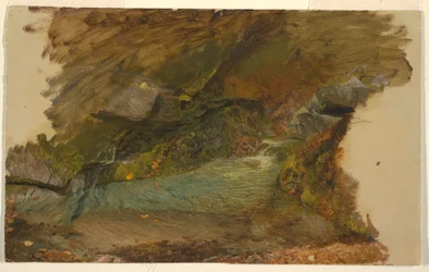 Rysunek, leśny strumień, 1850-60