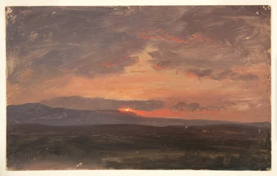 Hudson Valley, Nowy Jork z zachodem słońca za górami Catskill