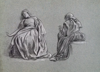 Tessa w domu (za George Eliots Romola), 1863 (czarno-biała kreda na papierze)