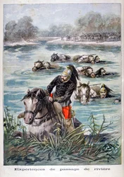 Kawaleria francuska przechodząca przez rzekę, 1896