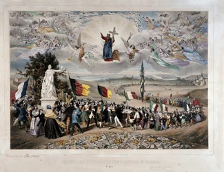 Pochód powszechnej demokratycznej i społecznej republiki narodów Europy w jedności i braterstwie. Litografia Frédérica Sorrieu (1807-około 1861), 1848, Paryż, Musée Carnavalet - Powszechna demokratyczna i społeczna republika