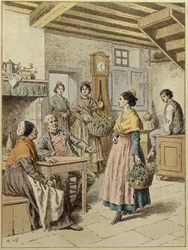 Wnętrze wiejskiego domu w Prowansji, 1901 (kolor grawerowany)