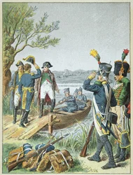 Napoleon Bonaparte i Massena na de Lobau po bitwie pod Essling, 22 maja