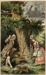 Popularna piosenka: „Chodźmy do tego uroczego laseczka”. Ilustracja autorstwa Frederica Theodore