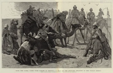 Z Korpusem Wielbłądów od Sarass do Dongoli, zatrzymanie piechoty konnej na Pustyni Nubijskiej